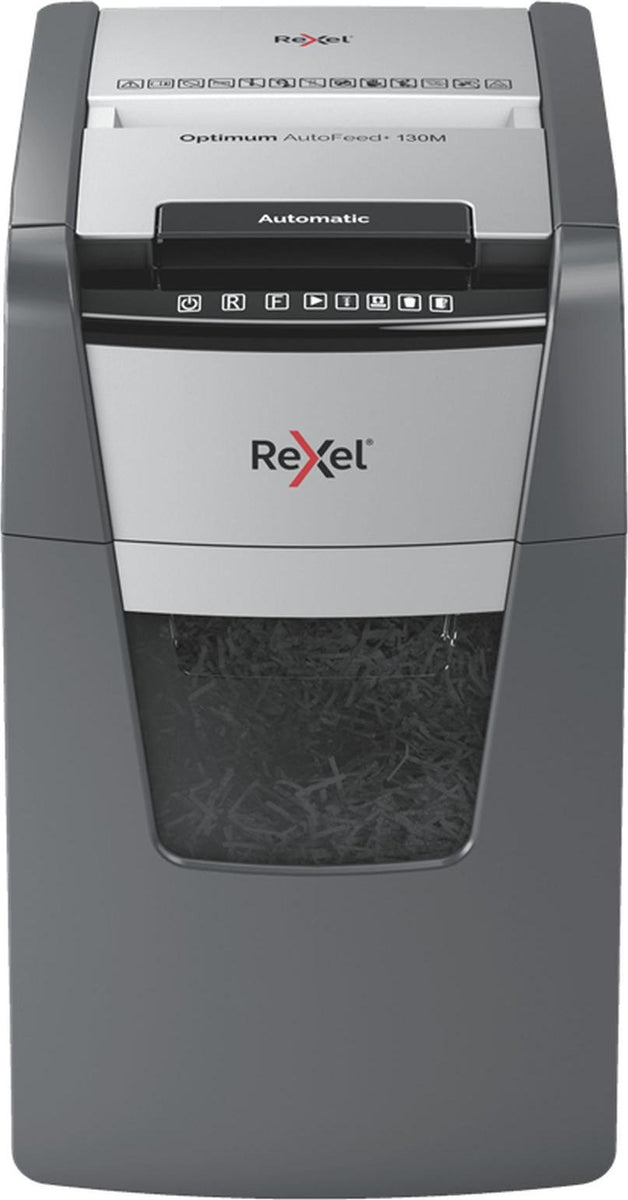 Rexel AutoFeed+ 130M, Mikrogeschnittene Zerkleinerung, 2x15 mm, 44 l, 130 Blätter, 55 dB, Berührung