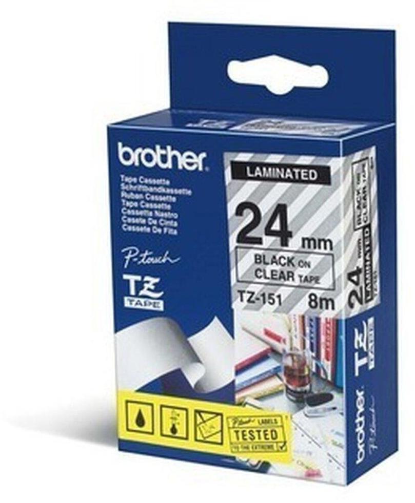 Brother Schriftband 24mm, Schwarz auf transparent, TZe, Schwarz, Wärmeübertragung, Philippinen, 5 Jahr(e)