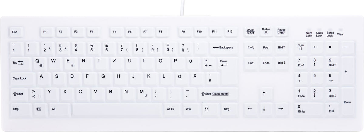 Contour Design Active Key Contour ClassicClean Medizinische Tastatur Abnehmbare Abdeckung Full-Size Kabelgebunden Weiß DE C8100, Volle Größe (100%), Kabelgebunden, USB, Scherenschalter, QWERTZ, Weiß