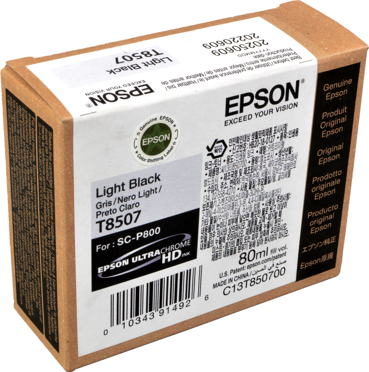 Epson T8507 Light Black, Schwarz, Tinte auf Pigmentbasis, 80 ml, 1 Stück(e), Einzelpackung
