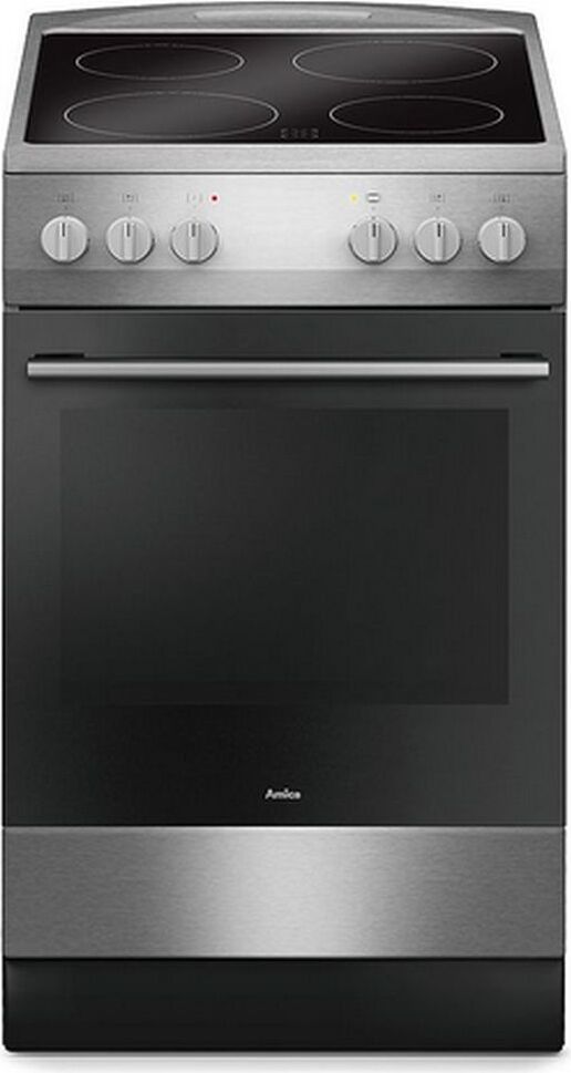 Amica SHC 11595 E, Freistehender Herd, Edelstahl, Drehregler, Vorderseite, Keramik, 4 Zone(n)
