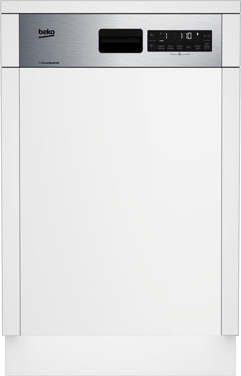 Beko BDSS28040XQ, Halb integriert, Single (45 cm breit), Edelstahl, Weiß, Berührung, LCD