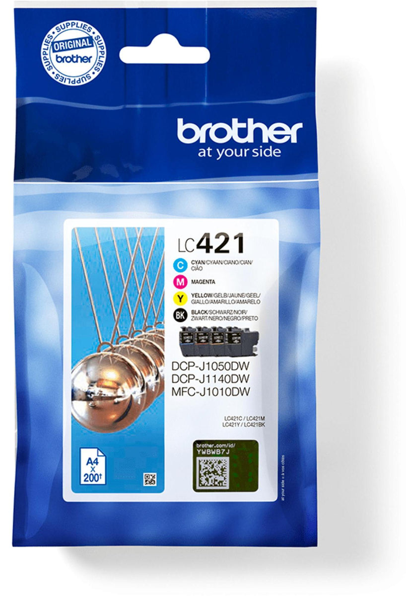 Brother LC-421VAL, Standardertrag, Schwarz, Cyan, Magenta, Gelb, 4 Stück(e), 200 Seiten, 200 Seiten, Multipack