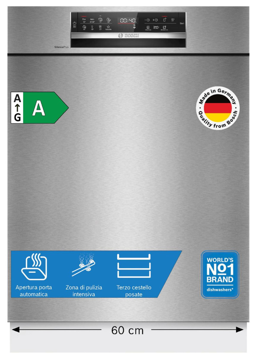 Bosch SMU6ECS12E Serie 6 Unterbau-Geschirrspüler 60 cm Gebürsteter Stahl 14 Maßgedecke Home Connect 42 dB