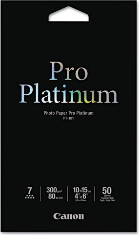 Canon PT-101 Professionelles Fotopapier Platinum 10 x 15 cm – 50 Blatt, 300 g/m², 11.8 µm, 50 Blätter, 4