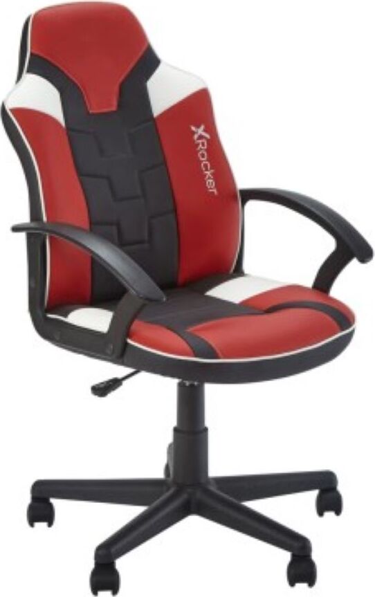 X Rocker Saturn Gaming Bürostuhl für Teenager, Gaming-Sessel, 100 kg, Gepolsterter Sitz, Gepolsterte Rückenlehne, Schwarz/Rot, Schwarz, Rot, Weiß