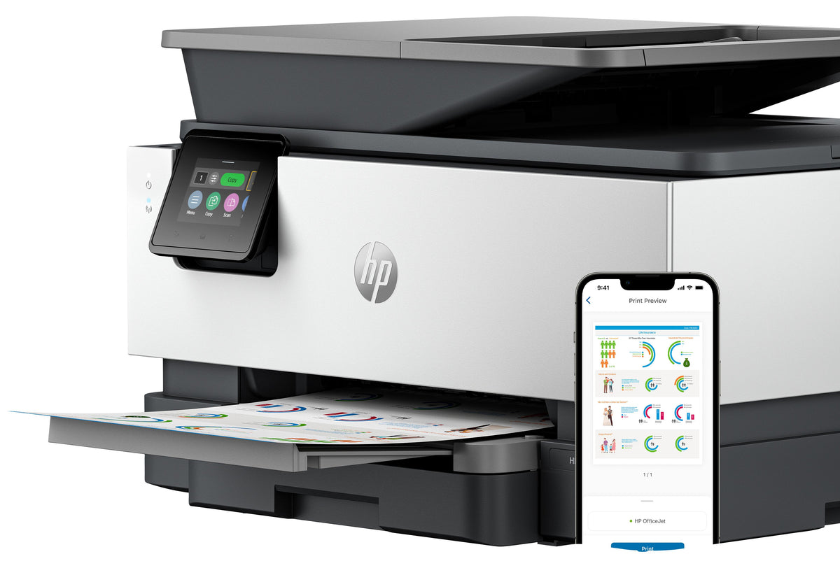HP OfficeJet Pro 9120E Wireless All-in-One Farbe Drucker, Instant Ink; Beidseitiger Druck, Thermal Inkjet, Farbdruck, 4800 x 1200 DPI, A4, Direktdruck, Grau