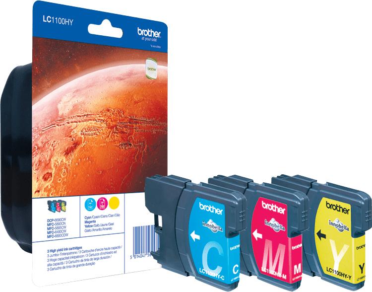 Brother LC1100HYRBWBP, Cyan, Magenta, Gelb, Tinte auf Pigmentbasis, 3 Stück(e), 750 Seiten, Multipack