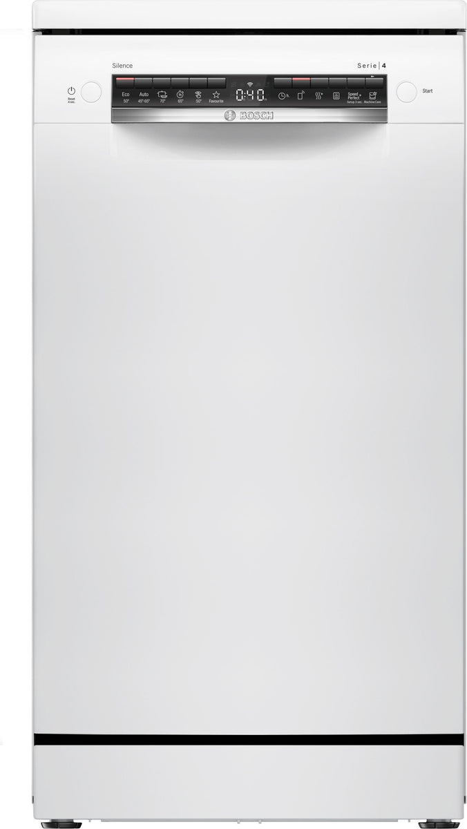 Bosch Serie 4 SPS4HKW49E, Freistehend, Single (45 cm breit), Weiß, Weiß, Tasten, TFT