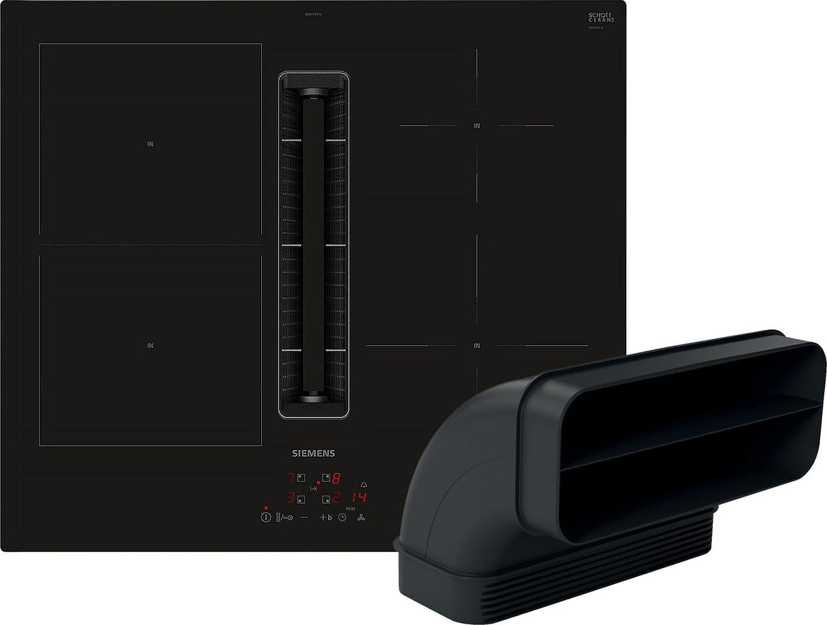 Siemens ED611BGA7, Schwarz, Integriert, 60 cm, Zonen-Induktionskochfeld, Glas, 4 Zone(n)
