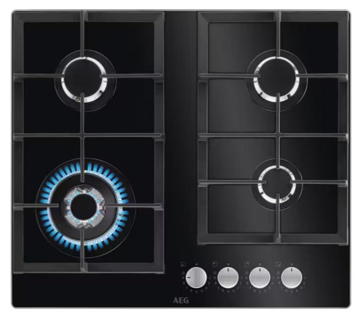 AEG HKB64420NB - 949641030, Schwarz, Integriert, 60 cm, Gaskochfeld, Glas, 4 Zone(n)