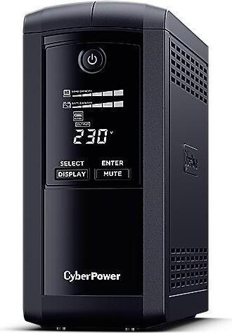 CyberPower VP700EILCD Line-Interactive USV 700VA/390W USB (HID), AVR, LCD, RJ45 Lan Protection, Ausgang (6) IEC, Line-Interaktiv, 0,7 kVA, 390 W, Sine, 167 V, 295 V