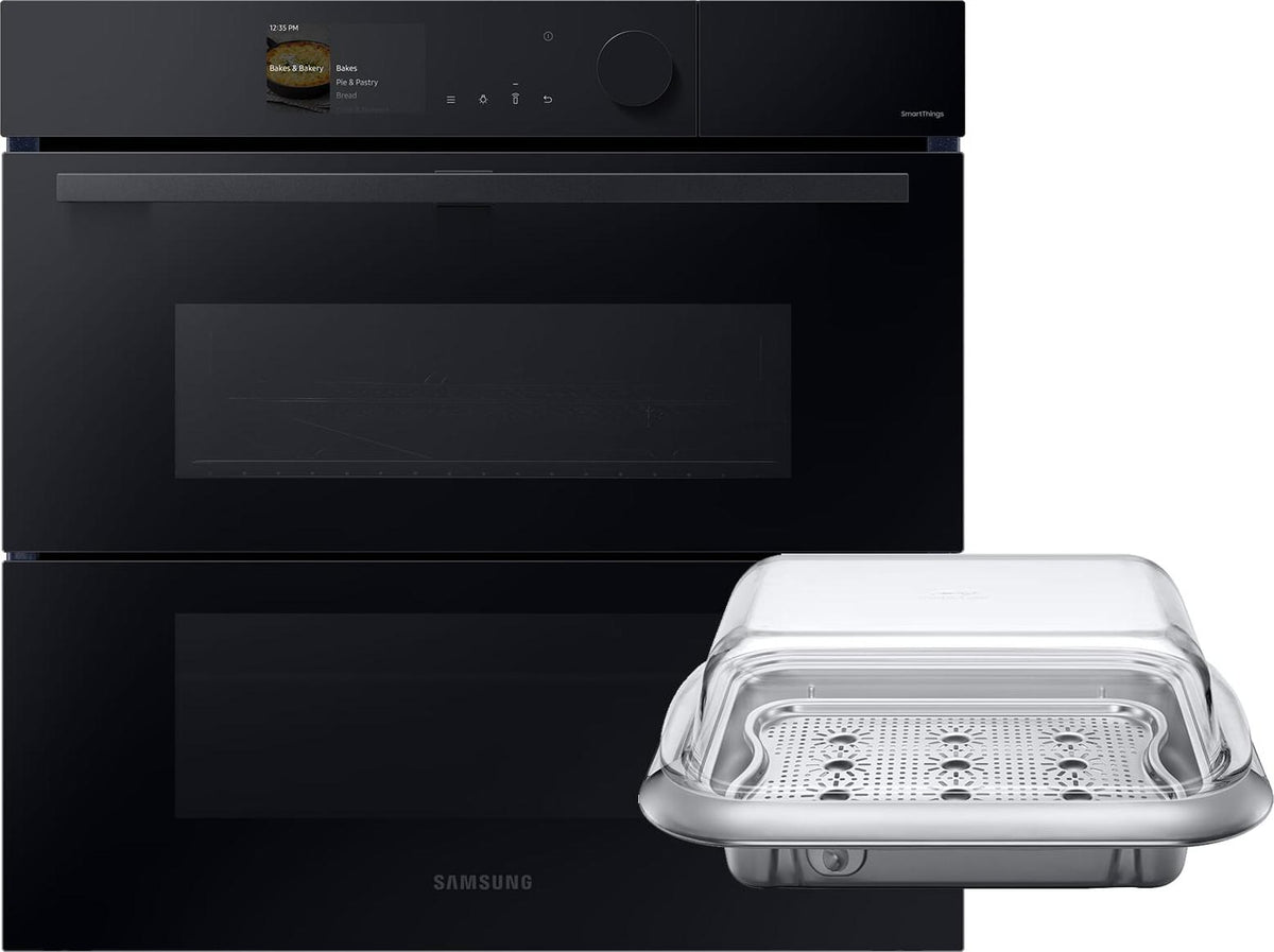 Samsung Dual Cook Flex™ Einbaubackofen, 76 ℓ, A+, Pyrolyse, Schwarzes Glas, Serie 6, Groß, Elektrischer Ofen, 76 l, 76 l, 1100 W, 30 - 270 °C