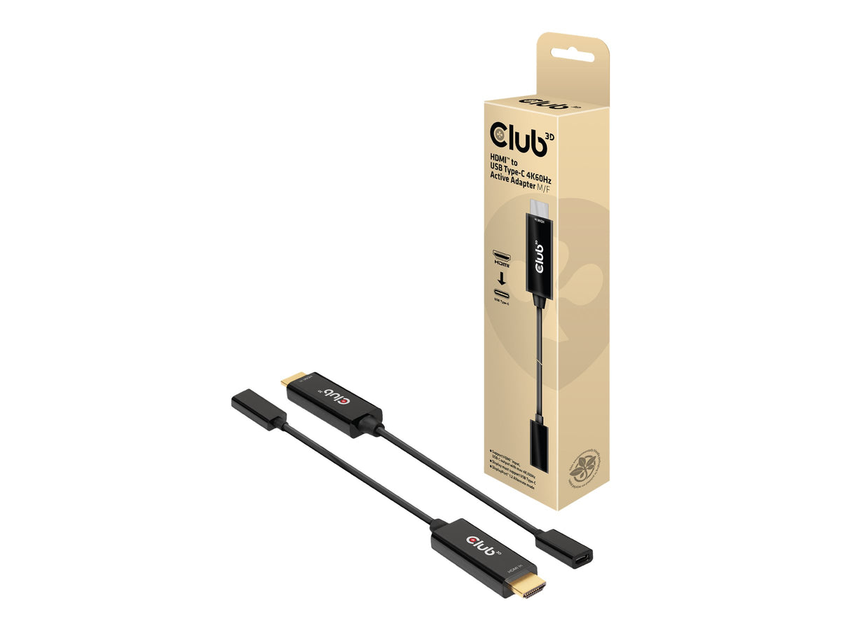 CLUB3D HDMI to USB Type-C 4K60Hz Active Adapter M/F, 0,22 m, HDMI Typ A (Standard), USB Typ-C, Stecker, Stecker, Gerade