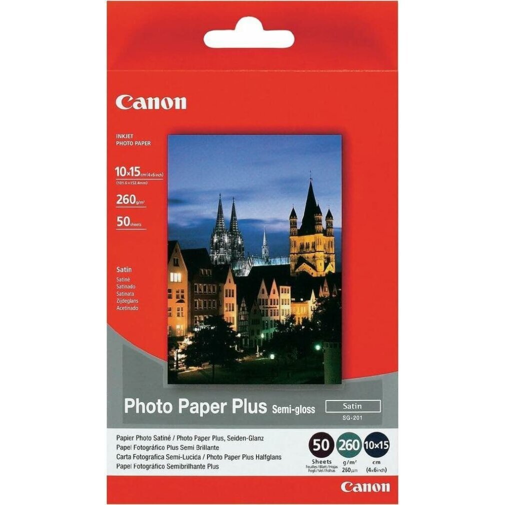 Canon SG-201 Fotopapier Plus Seidenglanz 10 x 15 cm – 50 Blatt, 260 g/m², 101.6 x 152.4, 10x15, 50 Blätter