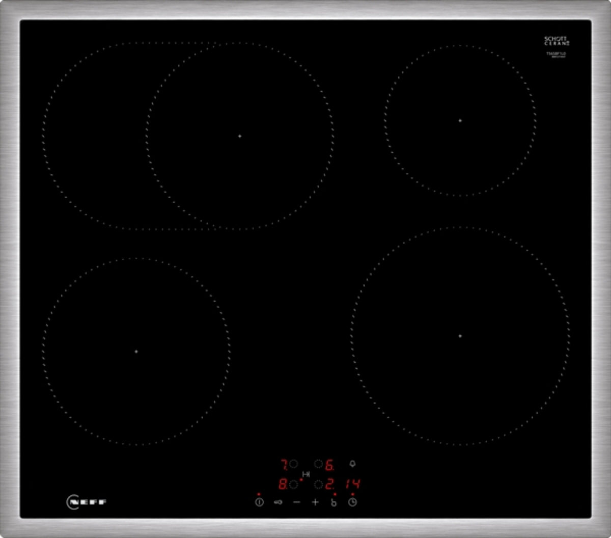 Neff T56SBF1L0, Schwarz, Integriert, 60 cm, Zonen-Induktionskochfeld, Glaskeramik, 4 Zone(n)