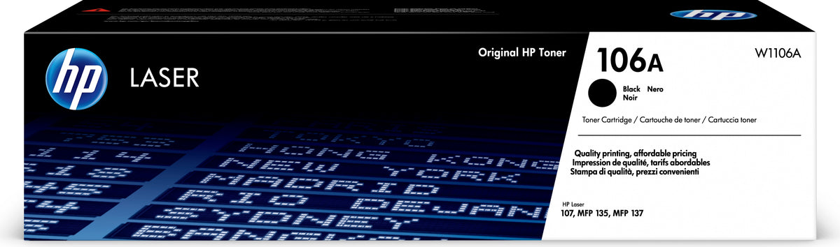 HP 106A Schwarz Original Laser Tonerkartusche, 1000 Seiten, Schwarz, 1 Stück(e)