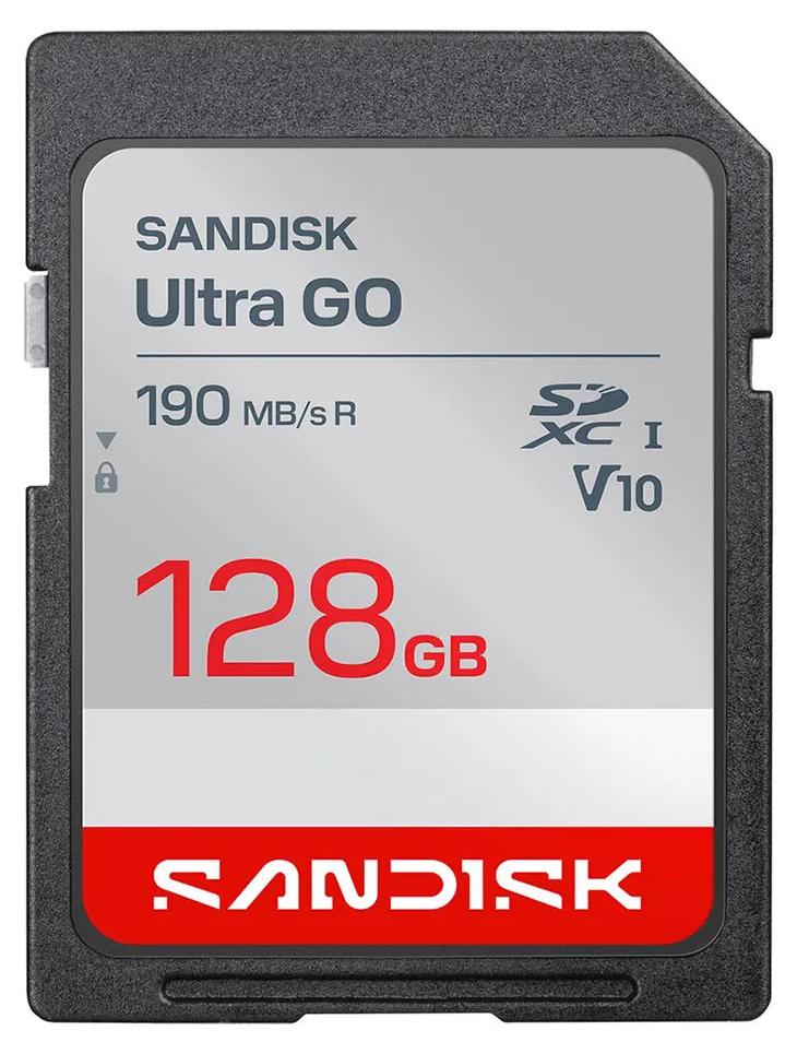 SanDisk Ultra GO, 128 GB, SDXC, UHS-I, 190 MB/s, Class 3 (U3), V10