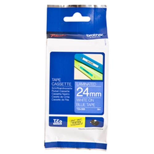 Brother Gloss Laminated Labelling Tape - 24mm, White/Blue, TZ, 8 m, 2,4 cm