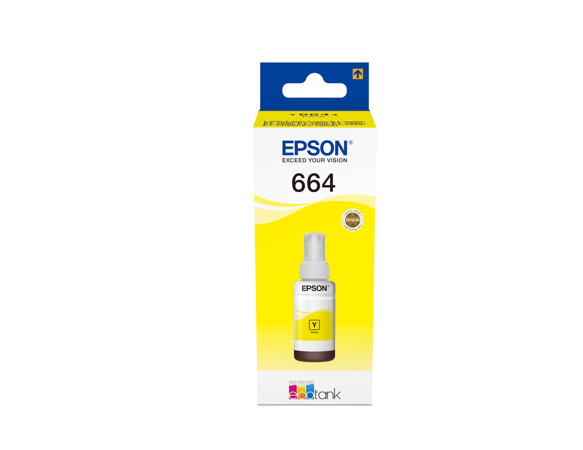 Epson 664 EcoTank-Tintenflasche in Gelb, Gelb, Epson, EcoTank L555 EcoTank L355 EcoTank ET-4550 EcoTank ET-4500 EcoTank ET-3600 EcoTank ET-2650 EcoTank..., 70 ml, Grau, 70 ml