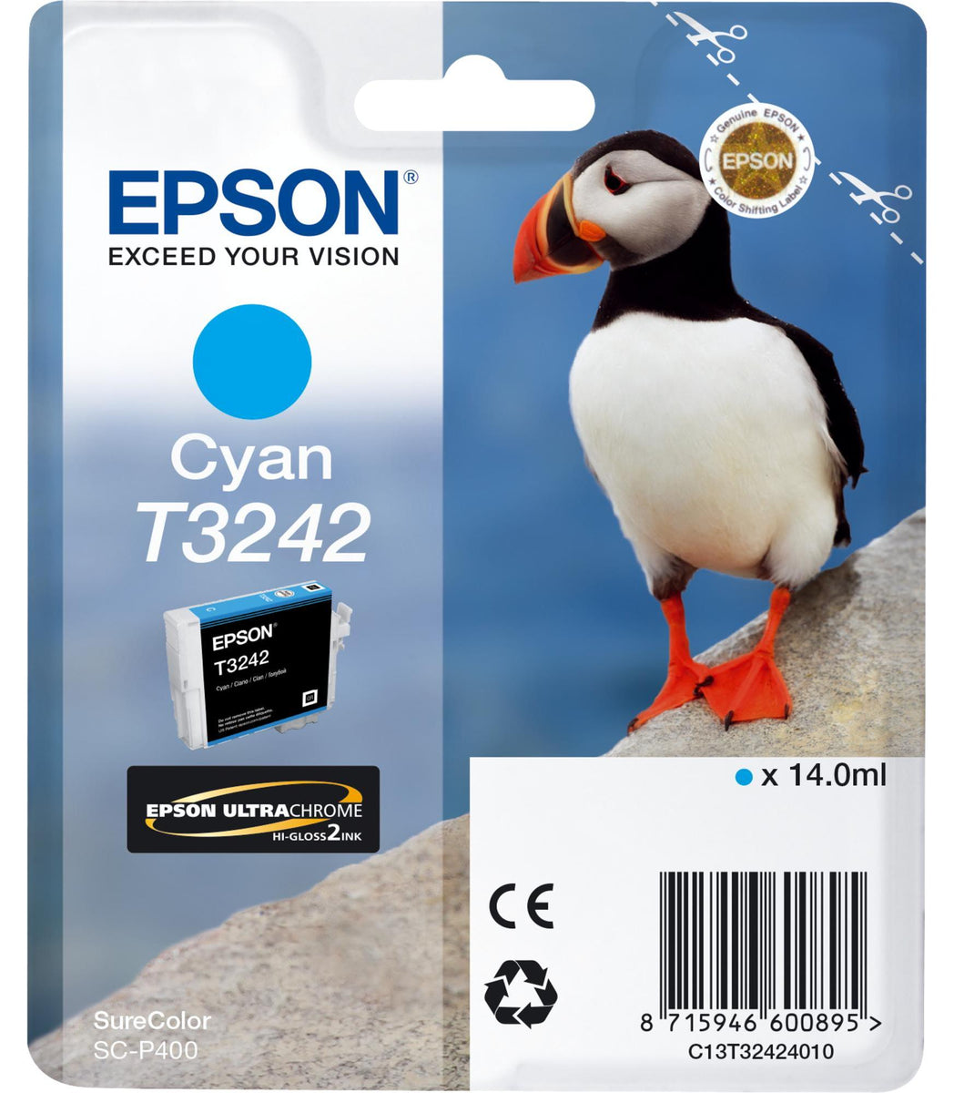 Epson SureColor T3242 Cyan, Standardertrag, Cyan, 14 ml, 1 Stück(e), 980 Seiten, Einzelpackung