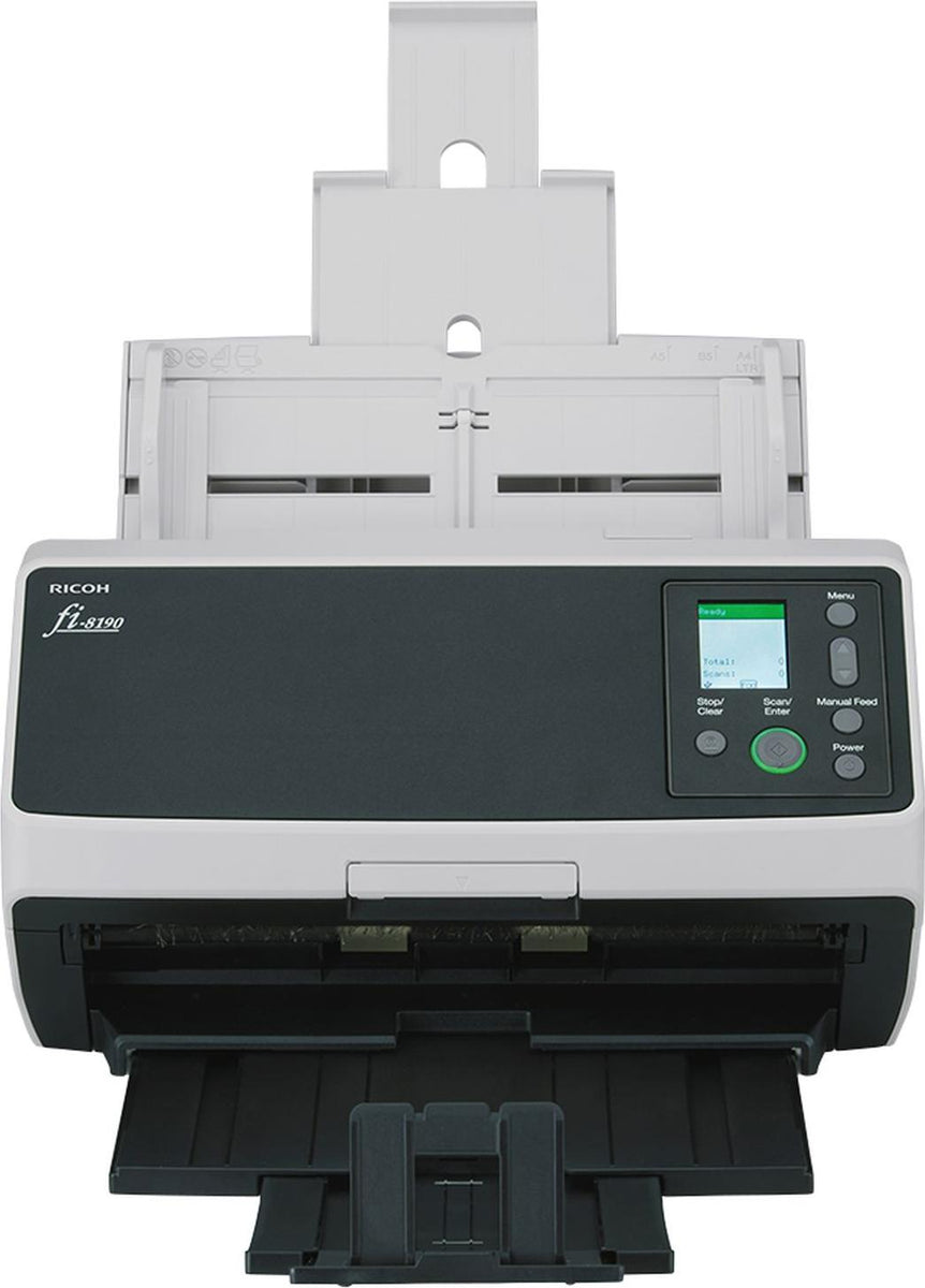 Ricoh fi-8190, 216 x 355,6 mm, 600 x 600 DPI, 90 Seiten pro Minute, Graustufen, Monochrom, ADF + Scanner mit manueller Zuführung, Schwarz, Grau