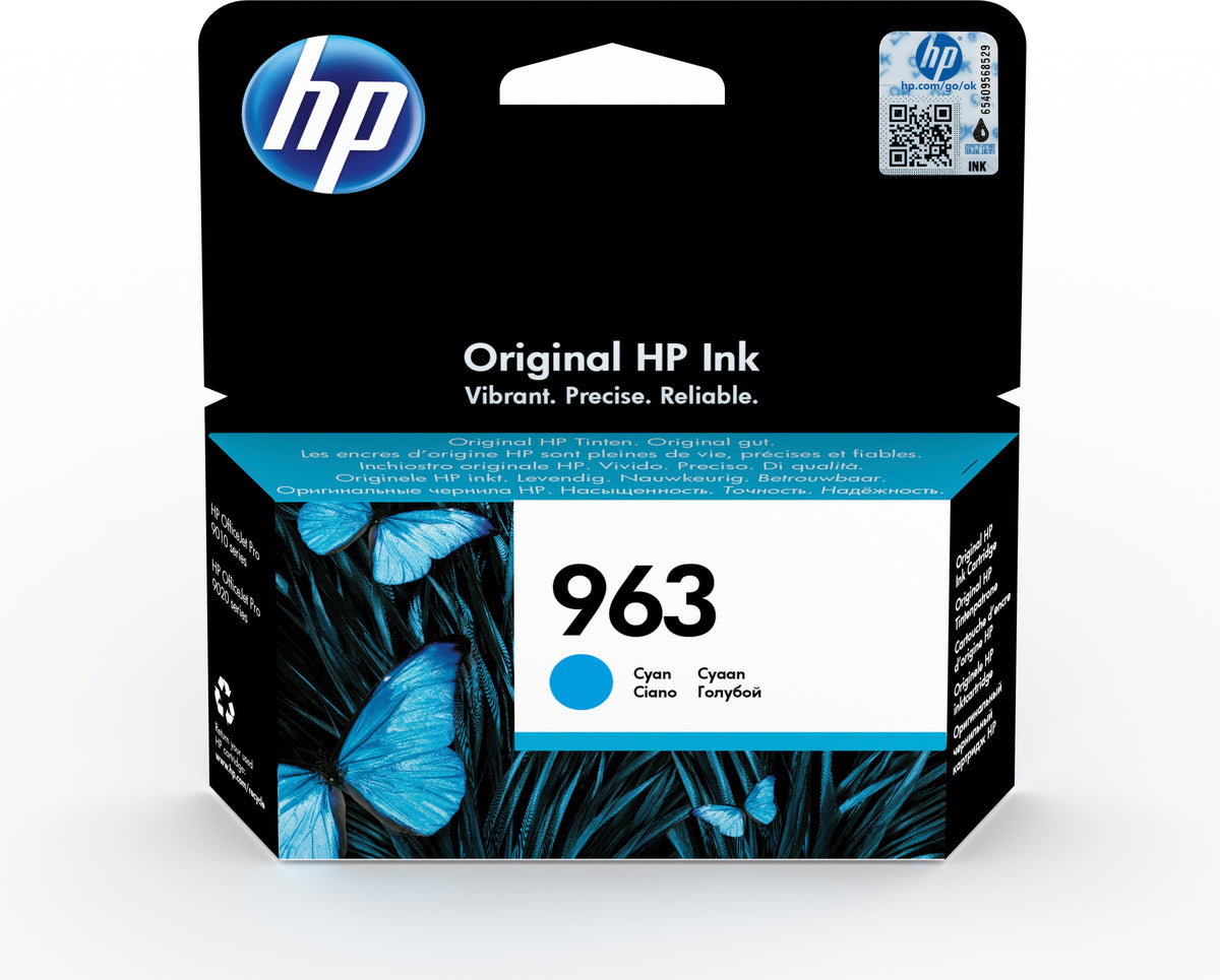HP 963 Cyan Original Druckerpatrone, Standardertrag, Cyan, Tinte auf Pigmentbasis, 10,74 ml, 1 Stück(e), Einzelpackung