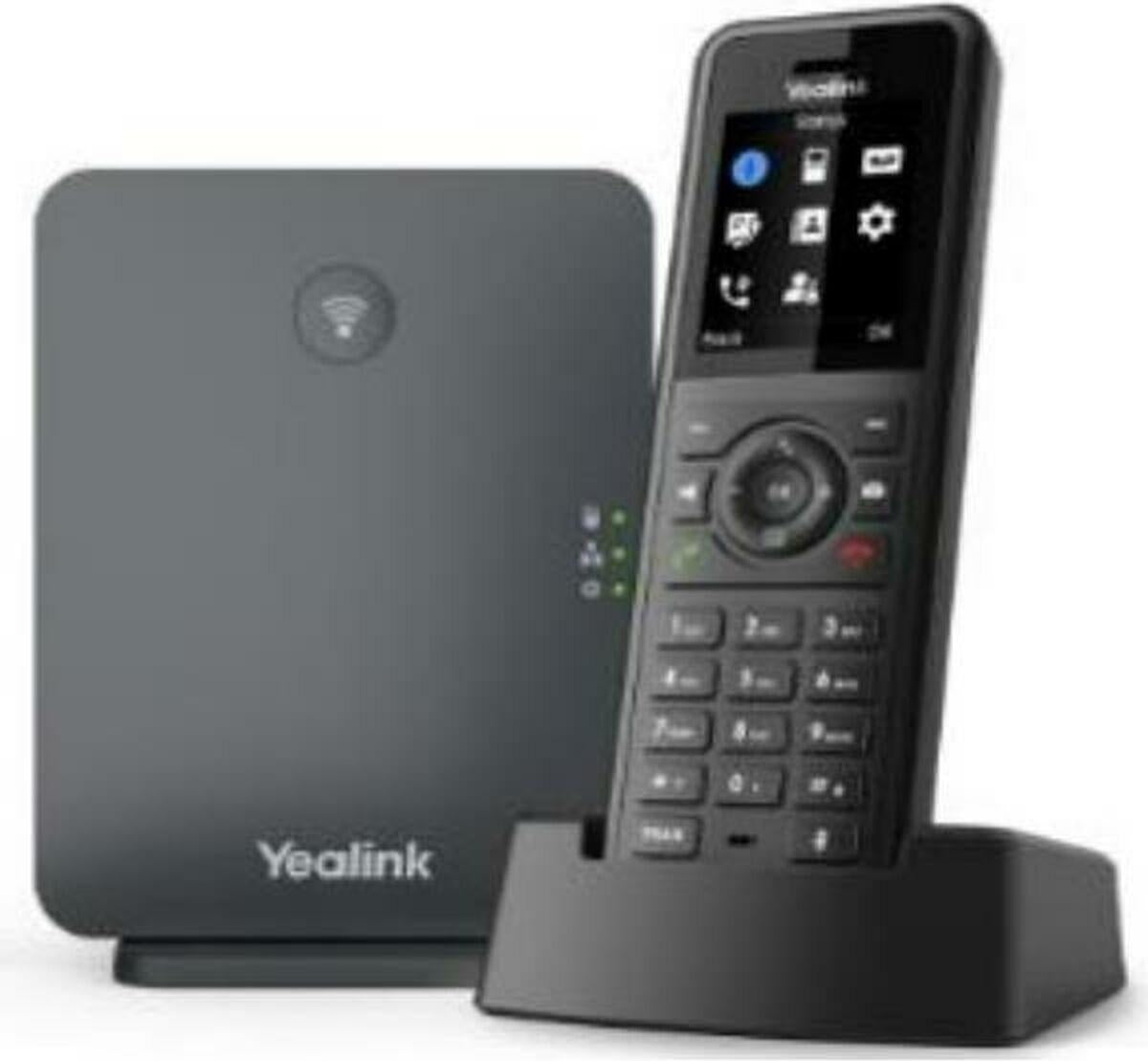 Yealink W77P, IP-Telefon, Schwarz, Kabelloses Mobilteil, Tisch/Wand, Staubresistent, Kratzresistent, Schockresistent, Spritzwassergeschützt, 50 m
