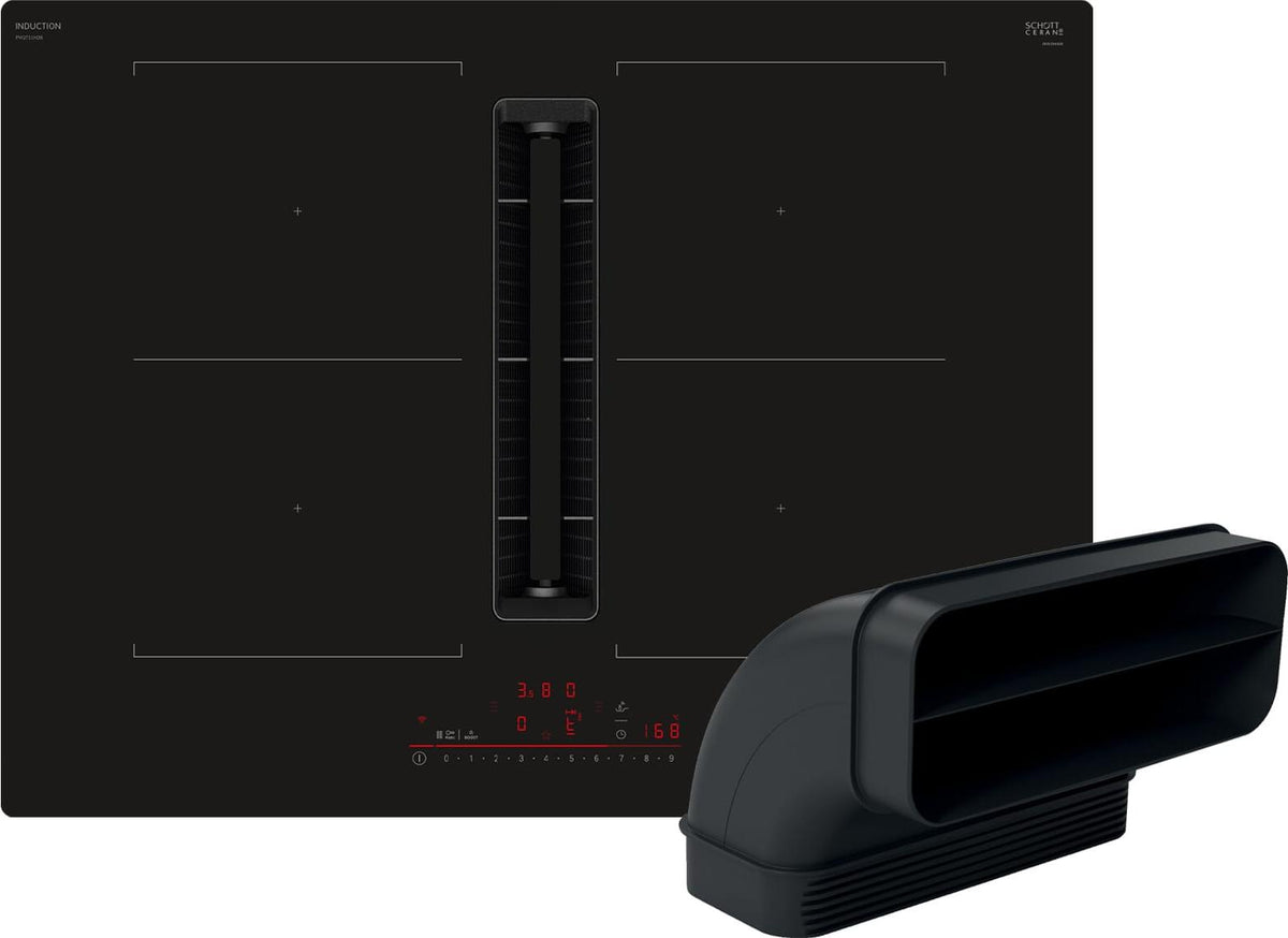 Bosch Serie 6 HEZ9VDSB2 + PVQ711H26E, Schwarz, Integriert, 70 cm, Zonen-Induktionskochfeld, Keramik, 4 Zone(n)