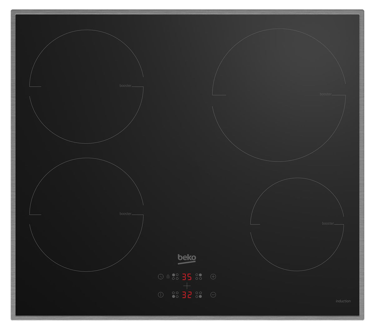 Beko HII64400MTX, Schwarz, Integriert, 60 cm, Zonen-Induktionskochfeld, Glas, 4 Zone(n)