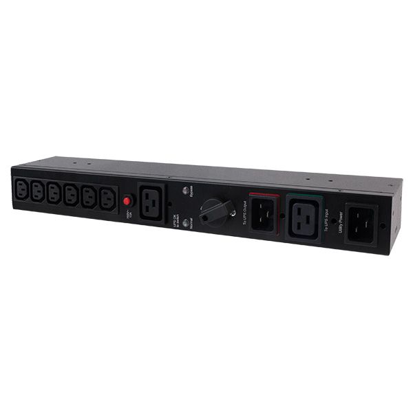CyberPower MBP20HVIEC6 Maintenance Bypass PDU Rack 1U, Eingang 16A- (1) IEC C19 + (2) IEC C20, Ausgang 16A- (6) IEC C13 + (1) IEC C19 für OL + OLSA Tower, Überbrückungsschalter, Rack-montierbar, Schwarz, Status, Metall, 1U