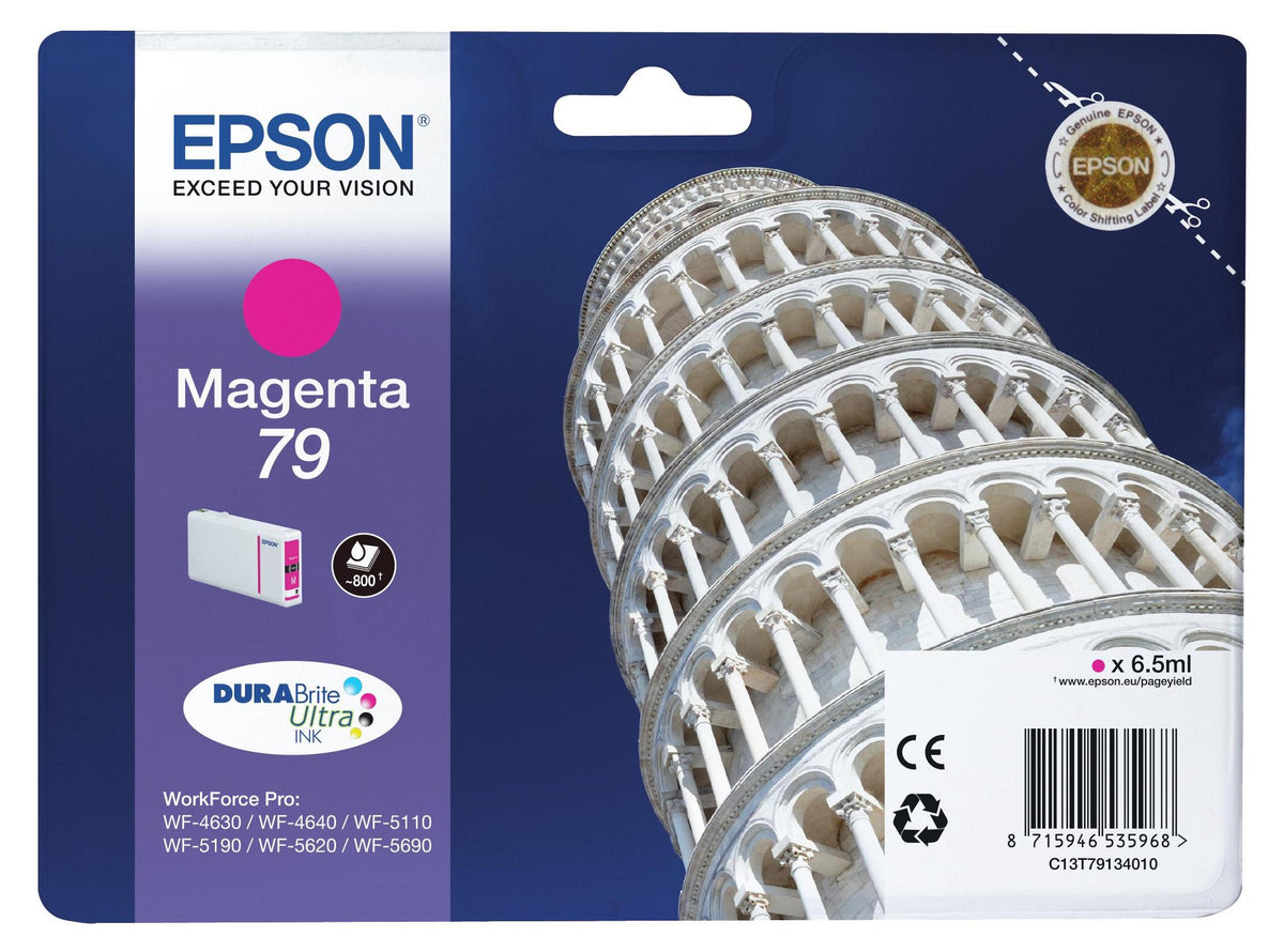 Epson Tower of Pisa Tintenpatrone 79 Magenta, Standardertrag, Magenta, Tinte auf Pigmentbasis, 6,5 ml, 1 Stück(e), Einzelpackung
