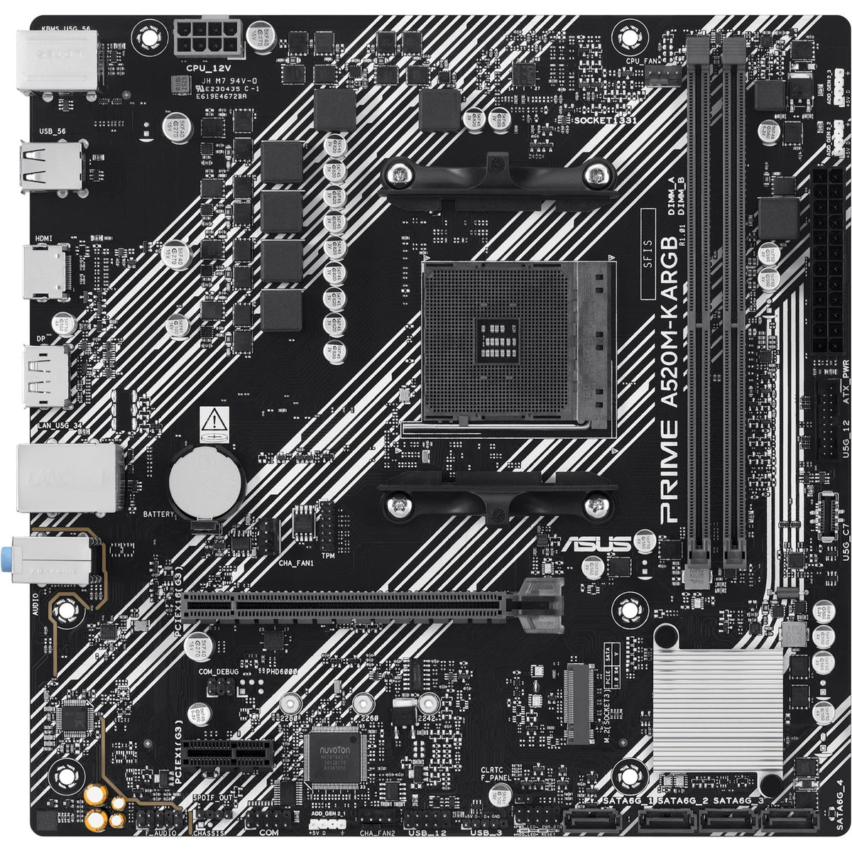 ASUS PRIME A520M-K ARGB, AMD, Sockel AM4, AMD Ryzen 5000 Series, AMD Ryzen 4000 Series, AMD Ryzen 3000 Series, Sockel AM4, DDR4-SDRAM, 64 GB