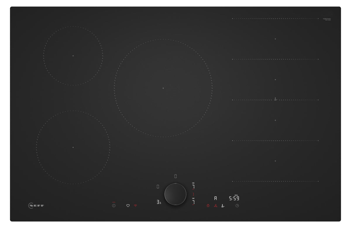 Neff T68NUV4A0, Schwarz, Integriert, 80 cm, Zonen-Induktionskochfeld, Glaskeramik, 5 Zone(n)