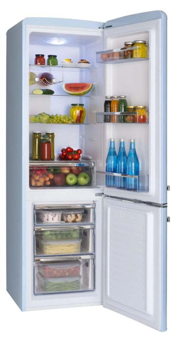 Amica KGCR 387 100 L, Kühl-/Gefrierkombination im Retro Design, 181 cm Höhe, Baby Blue,