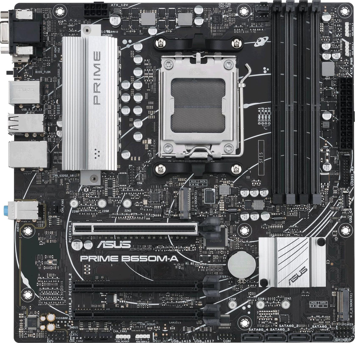 ASUS PRIME B650M-A, AMD, Sockel AM5, AMD Ryzen™ 7, DDR5-SDRAM, 128 GB, DIMM