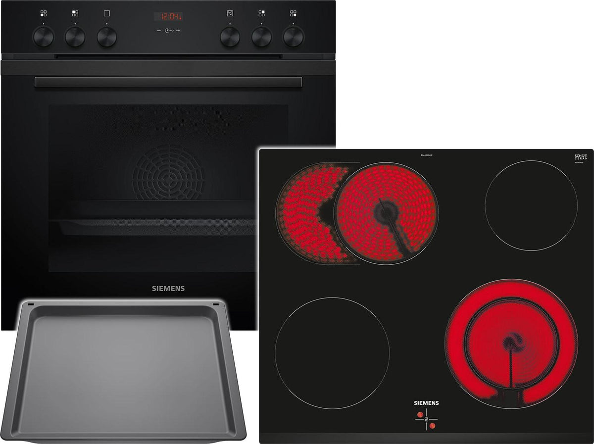 Siemens PQ222KA0BZ (HE271ABB3+EA631GNA1E+HZ631070), Keramik, 4 Zone(n), Glaskeramik, Schwarz, Touchsteuerung, 58,3 cm