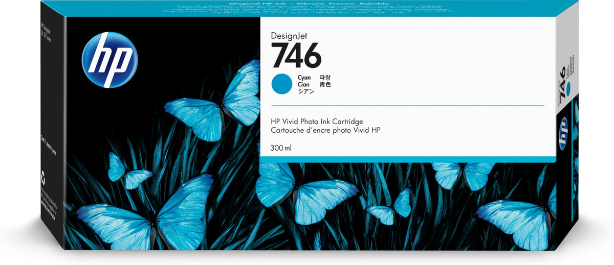 HP 746 Zyan DesignJet Tintenpatrone, 300 ml, HP DesignJet Z6 Druckerserie, HP DesignJet Z9 Druckerserie, Thermal Inkjet, Cyan, P2V80A, Business, Vereinigte Staaten, Irland, Singapur, Malaysia