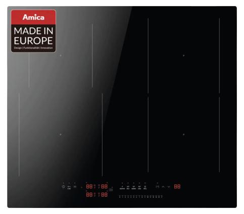 Amica KMI 772 660 C, Schwarz, Integriert, 59.2 cm, Zonen-Induktionskochfeld, 4 Zone(n), 4 Zone(n)