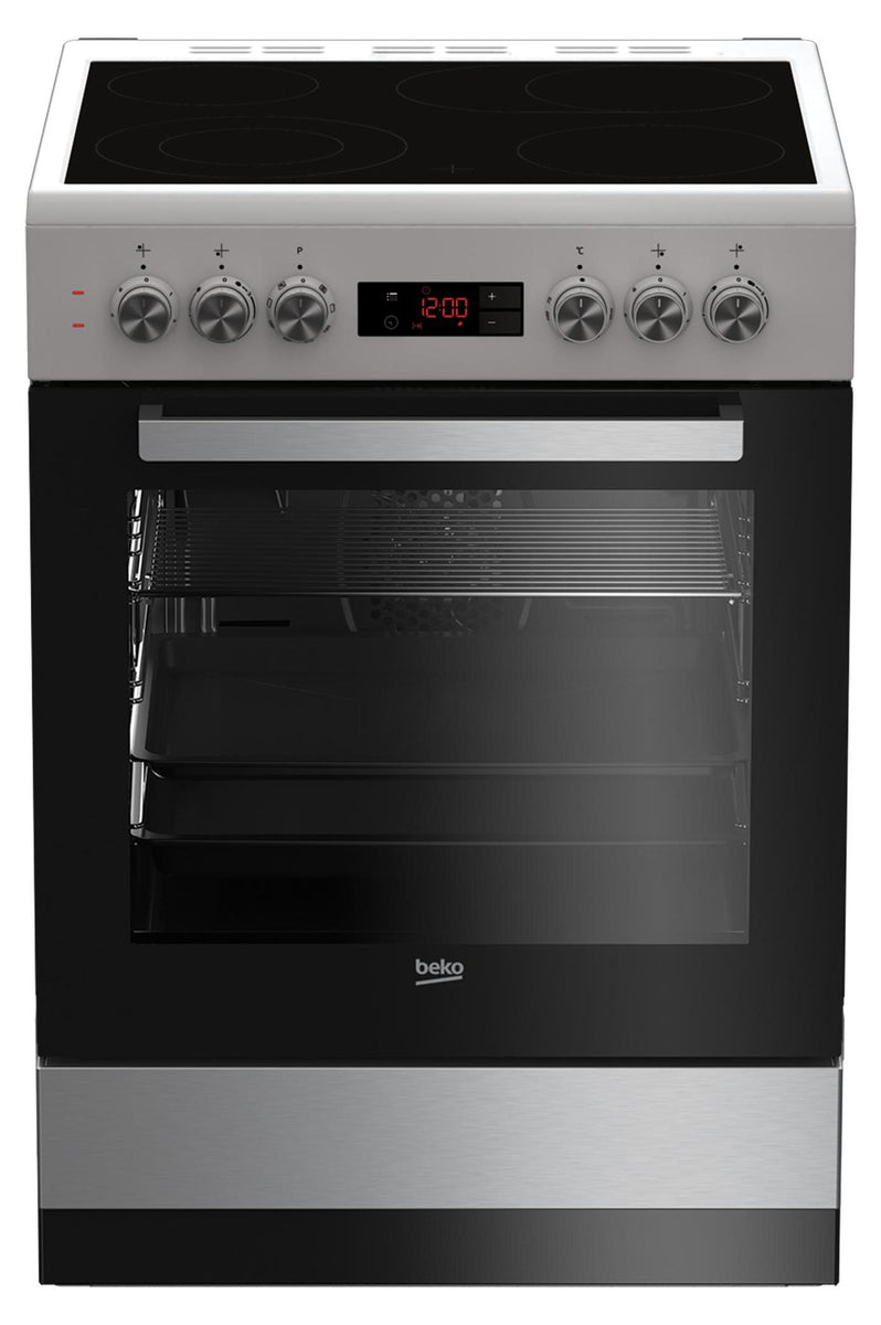 Beko FSM67320GXS Elektro-Herd mit Glaskeramik-Kochfeld 8Heizarten Steam Shine