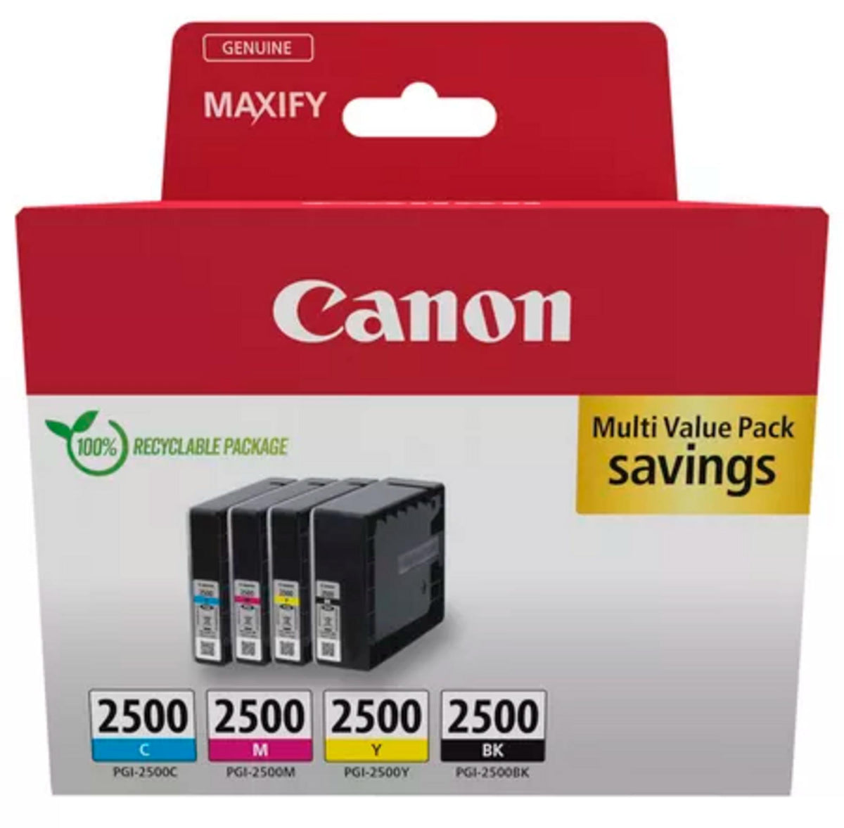 Canon PGI-2500 BK/C/M/Y Multipack, Schwarz, Cyan, Magenta, Gelb, 4 Stück(e), Multipack