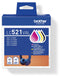 Brother LC521VAL, Schwarz, Cyan, Magenta, Gelb, 4 Stück(e), 500 Seiten, 500 Seiten, Multipack