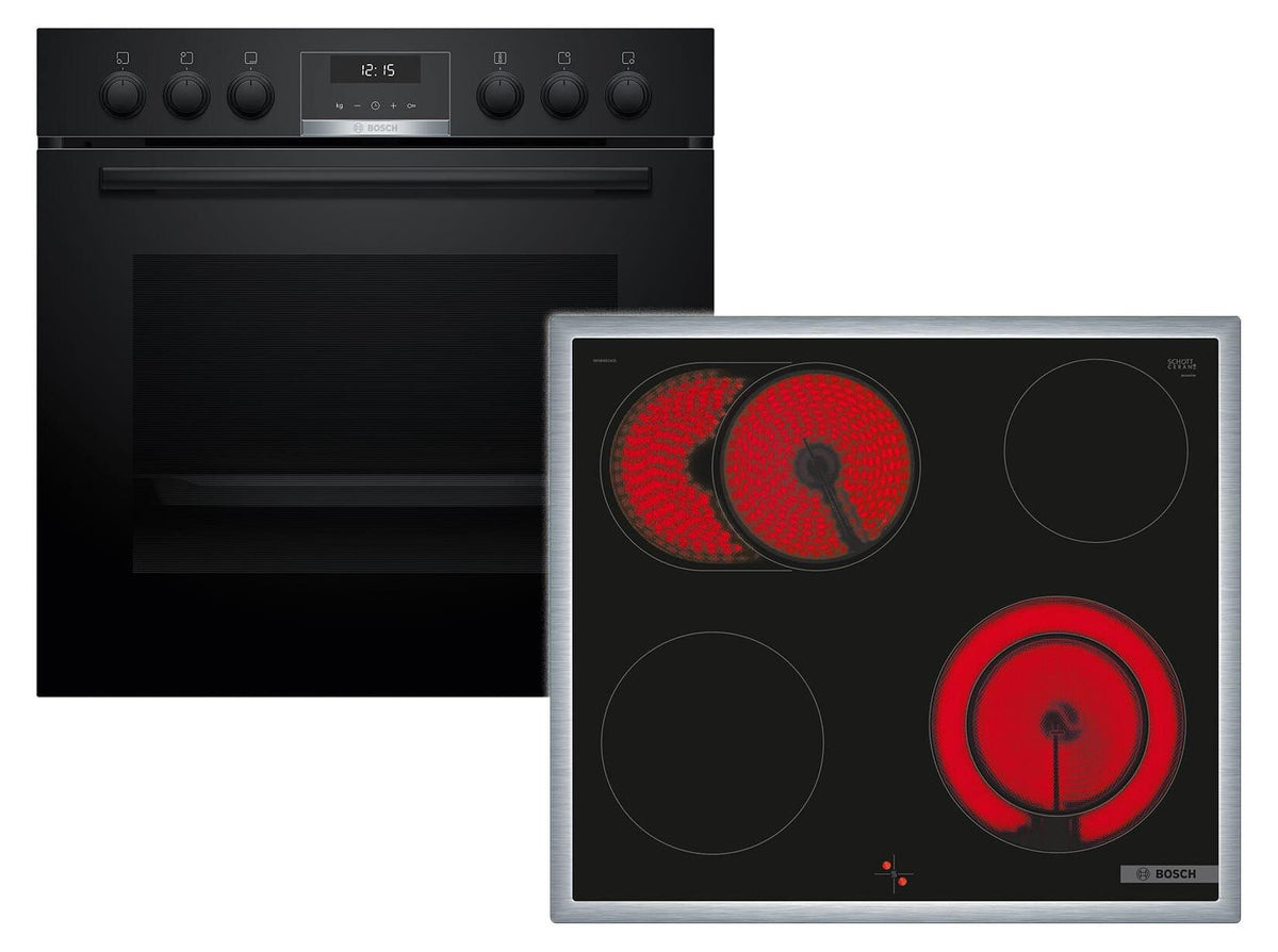 Bosch HEB517BB3 + NKN645GA2E, Keramik, 4 Zone(n), Glaskeramik, Schwarz, Touchsteuerung, 58,3 cm