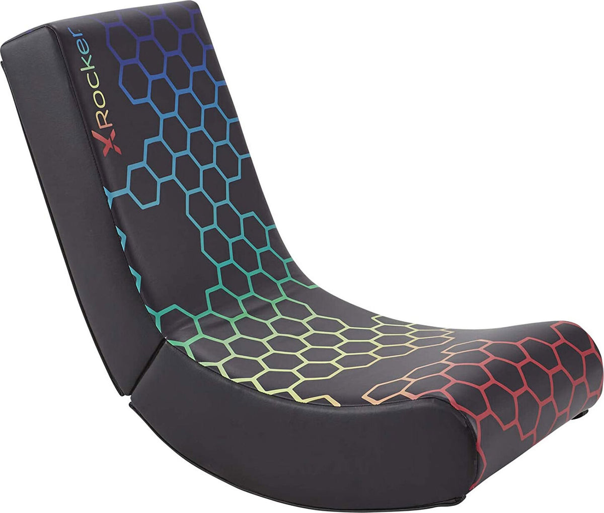 X Rocker Neo Hex Edition, Konsolen-Gamingstuhl, Gepolsterter, ausgestopfter Sitz, Gepolsterte, ausgestopfte Rückenlehne, Schwarz, Kunstleder, Schaum, Polyurethan, Schwarz