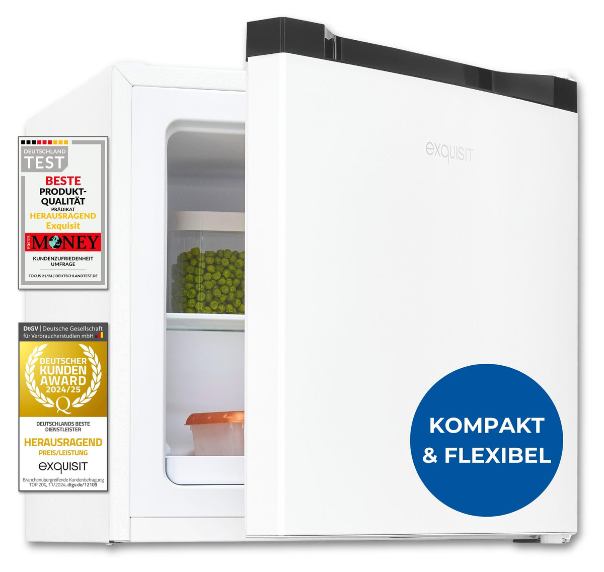 Exquisit Mini-Gefrierschrank, Mini-Tiefkühlschrank, 31 Liter, 45 cm Breite, 4-Sterne-Gefrierfach, GB40-050C weiss