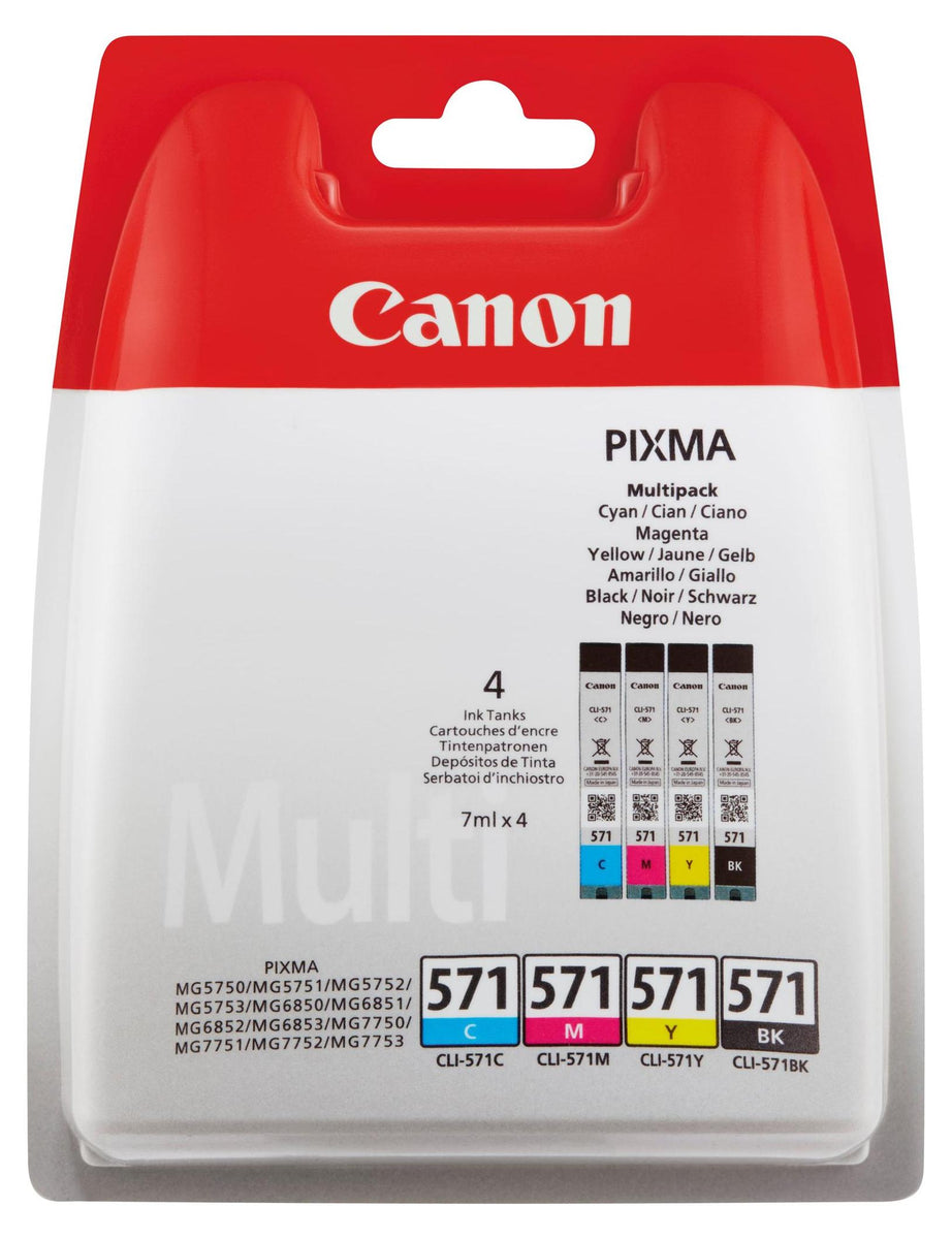 Canon CLI-571 C/M/Y/BK Multipack, Schwarz, Cyan, Magenta, Gelb, 4 Stück(e), Multipack