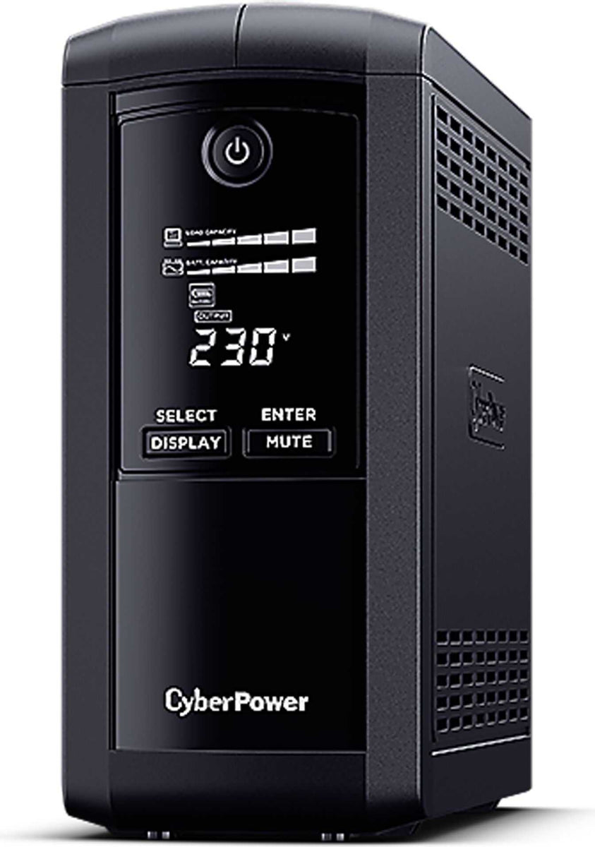 CyberPower VP700ELCD Line-Interactive USV 700VA/390W USB (HID), AVR, LCD, RJ45 Lan Protection, Ausgang (4) Schuko, Line-Interaktiv, 0,7 kVA, 390 W, Sine, 167 V, 295 V