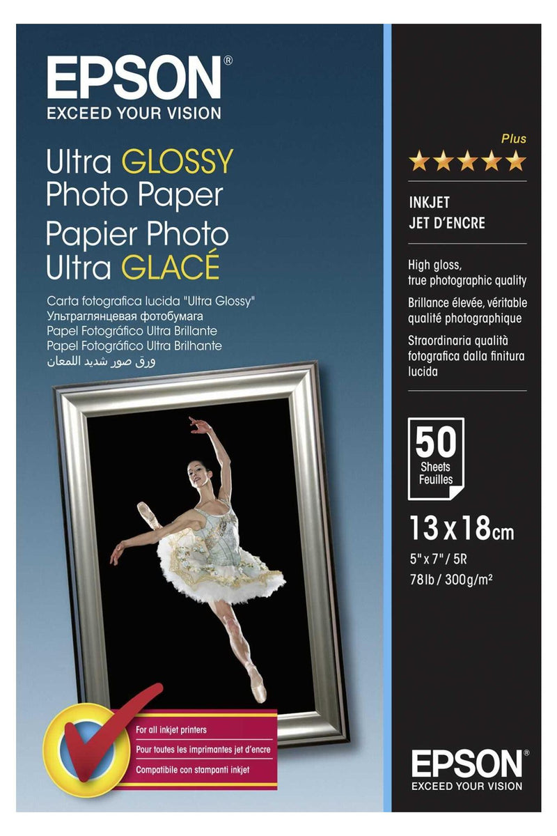 Epson Ultra Glossy Photo Paper, 130 x 180 mm, 300 g/m², 50 Blatt, 350 g, 130 x 180 mm