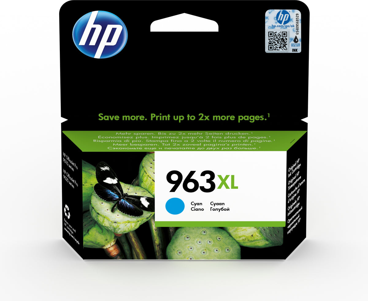 HP 963XL Cyan Original Druckerpatrone mit hoher Reichweite, Hohe (XL-) Ausbeute, Cyan, Tinte auf Pigmentbasis, 22,77 ml, 1 Stück(e), Einzelpackung