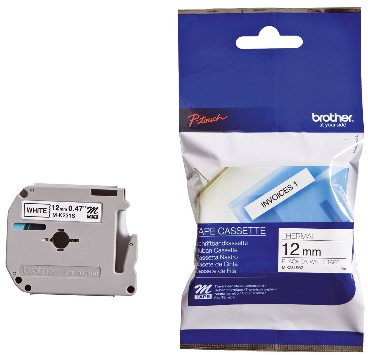 brother M Tape M K231S Schriftbandkassette Bandbreite: 12 mm schwarz weiß